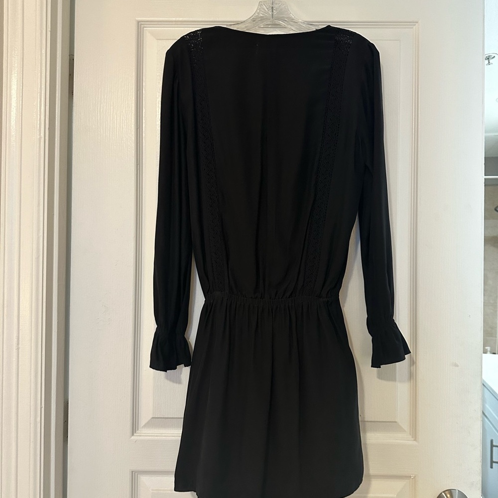 FRAME long sleeve black silk dress